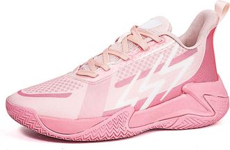 Generic Unisex Basketball Shoes Breathable Anti Slip Durable Grip Suitable for Youth Sports Training Walking Shoes(Pink,5.5 UK)
