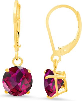 MAX + STONE Solid 10K Yellow or White Gold 8mm Gemstone Dangle Earrings