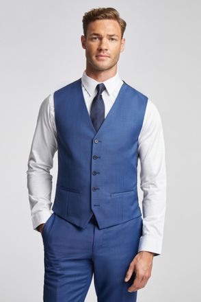 Ted Baker Mens Slim Fit Sharkskin Waistcoat - Blue - Size 50 Regular