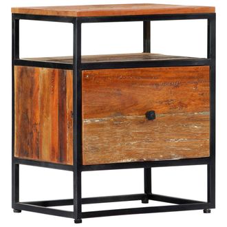 vidaXL Vidaxl - Mesita De Noche De Madera Maciza Reciclada Y Acero 40x30x50 Cm