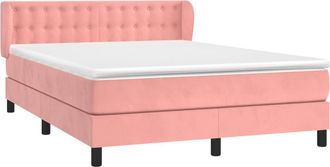 vidaXL Cama Box Spring Con Colch&oacute;n Terciopelo Rosa 140x200 Cm Vidaxl