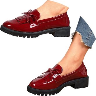 Generic Loafers for Women Platform Chunky Slip On Casual Shoes Cute Bow Tassel Vintage Comfortable Business Work Oxfords Womens Block Low Heels Round Toe Dres