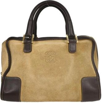 Loewe Pre-owned Handbags, female, Beige, Size: ONE SIZE Pre-owned Suede Handbag