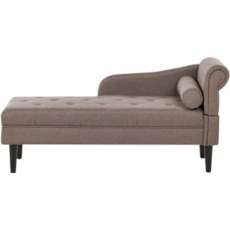 Beliani Chaise longue in tessuto con bracciolo destro con Gambe in legno tortora Yvoire