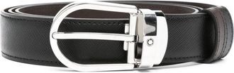 Montblanc Horseshoe-buckle reversible belt - men - Calf Leather - One Size - Black