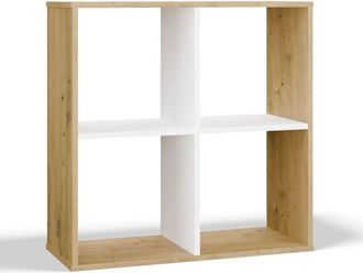 Topeshop Marion - Estanter&iacute;a Funcional Con Compartimentos Para Dormitorio/despacho/sal&oacute;n - Dimensiones: 75 X 75 X 30 - Artisan Y Blanco