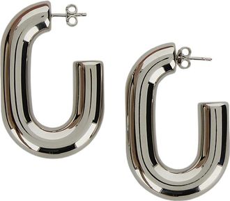 Paco Rabanne Sculptural Brass XL Link Hoops with Post Back Closure