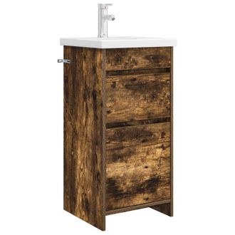 vidaXL Vanidad De Ba&ntilde;o Con Lavabo Roble Ahumado 42 X 40 X 84,5 Cm Vidaxl