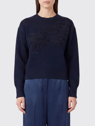 Erdem Crewneck Jumper in Pure Extrafine Merino Wool with Floral Motif