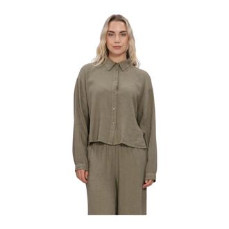 Simple Paloma Blouse - Dames - Overhemden - Groen - L - Linnen - Overhemden