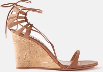 Aquazzura Womens Bellissma Wedge Sandal In Cuoio