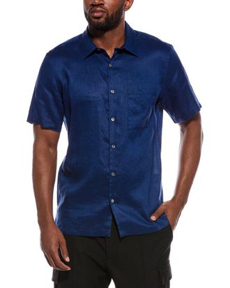 Theory Irving Linen Button Front Shirt