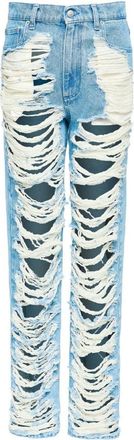 Maison Margiela Distressed Light Blue Jeans With Signature Numbers Motif