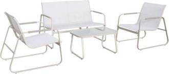 Sweeek Conjunto de muebles de jard&iacute;n de acero, 4 plazas, beige