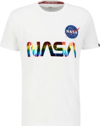 Alpha Industries Alpha Industries, T-Shirts, male, White, Size: XL Nasa Reflective Cotton T-shirt Men