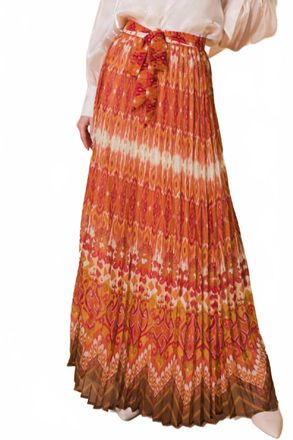Flying Tomato Sienna Pleated Maxi Skirt In Red