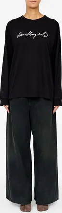 Maison Margiela Logo-Embroidered Cotton T-shirt - Black