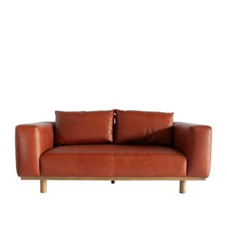 PIB Sof&aacute; de 2 plazas de cuero cognac y roble