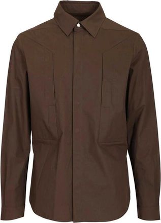Rick Owens Fogpocket Outershirt - Heren - Casual Overhemden - Bruin - M - Katoen - Overhemden
