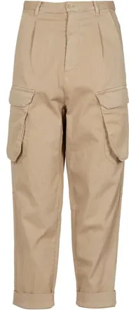 Semicouture Broeken, Dames, Bruin, S, Katoen, Cropped Broeken