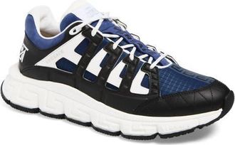 Versace Trigreca Sneaker in Black Blue Petrolio White at Nordstrom, Size 14Us