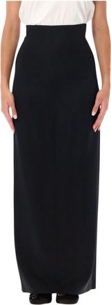 Maison Margiela Rok van scheerwol met hoge taille en rechte pasvorm - Dames - Wijde Broeken - Zwart - XS - Wol - Broeken