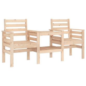 Berkfield Home Garden Bench with Table 2-Seater Solid Wood Pine in Natural