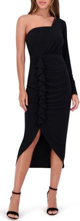 Siena My Balconia One Sleeve Jersey Midi Dress in Black at Nordstrom Rack, Size 12