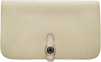 Herm&egrave;s Pre-owned Dogon Duo Nata GM Togo Wallet - Dames - Vintage Accessoires - Beige - ONE Size - Leer - Vintage