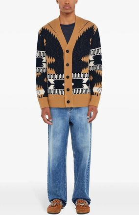 Alanui African Vibes Cardigan In Deep Blue/sand