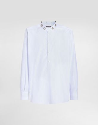 Dolce & Gabbana Cotton Shirt With Bejeweled Detailing - Man Shirts Multicolor 37