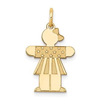 Diamond2Deal 14k Yellow Gold The Kids Small Stars and Stripes Girl Engravable Hugs Charm Pendant