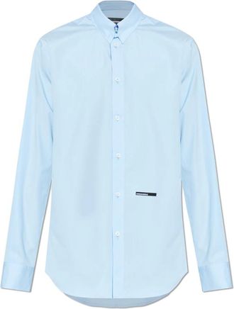 Dsquared2 Overhemden, Heren, Blauw, M, Katoen, Katoenen overhemd