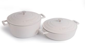 MasterClass 2pc Non-Stick Casserole Dish Set with 5L Cast Aluminium Casserole Dish and 4L Shallow Casserole Dish