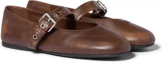 Miu Miu Nappa Leather Ballerinas, Woman, Sienna, Size 36,5
