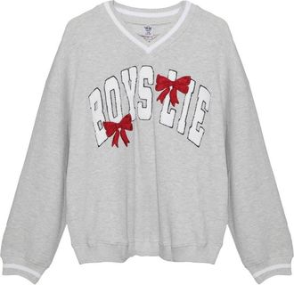 Boys Lie Womens Wrap Me In A Bow Hayley V-Neck Sweater In Heather Grey