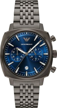 Emporio Armani Chronograph Bracelet Watch, 40mm in Gunmetal/blue Dial at Nordstrom
