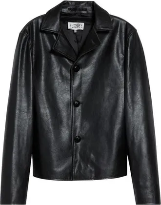 Maison Margiela Black Faux Leather Jacket at Nordstrom, Size 48