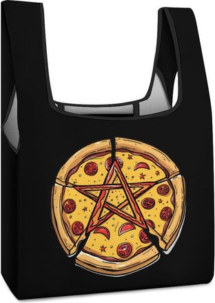 Generic Pizza Pentagram Shopping Bag Reusable Grocery Tote Bag Foldable Handbag for Travel Picnic