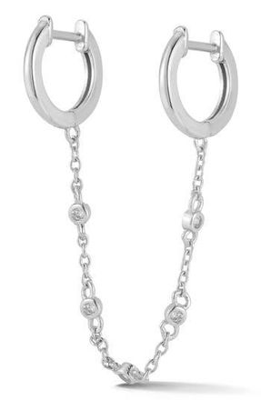 Sphera Milano Cubic Zirconia Double Piercing Huggie Hoop Earrings in Silver at Nordstrom Rack