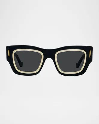 Loewe Men & apos;s Signature Acetate Rectangle Sunglasses