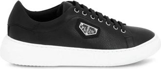 Philipp Plein Lo-Top Iconische Plein Logo Sneakers - Heren - Sneakers - Zwart - 42 EU - Leer - Schoenen