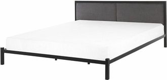 Beliani Beliani - Letto in metallo nero con testiera grigia 180 x 200 cm Clamart