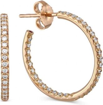 Roberto Coin Diamond Small Inside Out Open Hoop Earrings in Rose Gold - 000604AXERX0