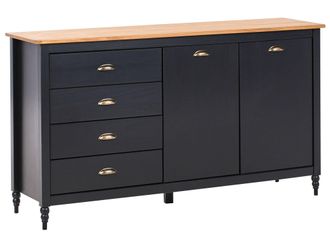 Beliani Credenza Scandinava 4 Cassetti 2 Ante Piano In Legno Nero Shillington