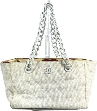 Chanel White Hemp Shoulder Bag Tote Bag (Pre-Owned)