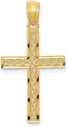 Diamond2Deal 14k Yellow Gold Filigree Cross Shape Charm Pendant