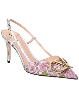 Valentino Vlogo Signature 80 Jacquard & Leather Slingback Pump