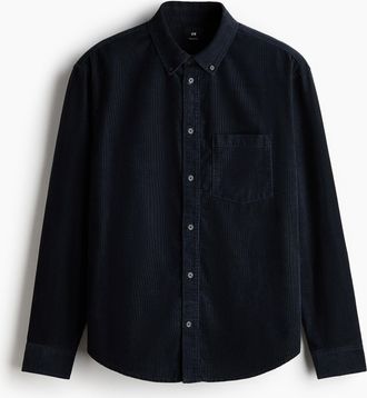 H&M Cordhemd in Regular Fit - Blue