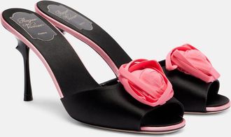 Roger Vivier Rose Vivier 85 floral satin mules